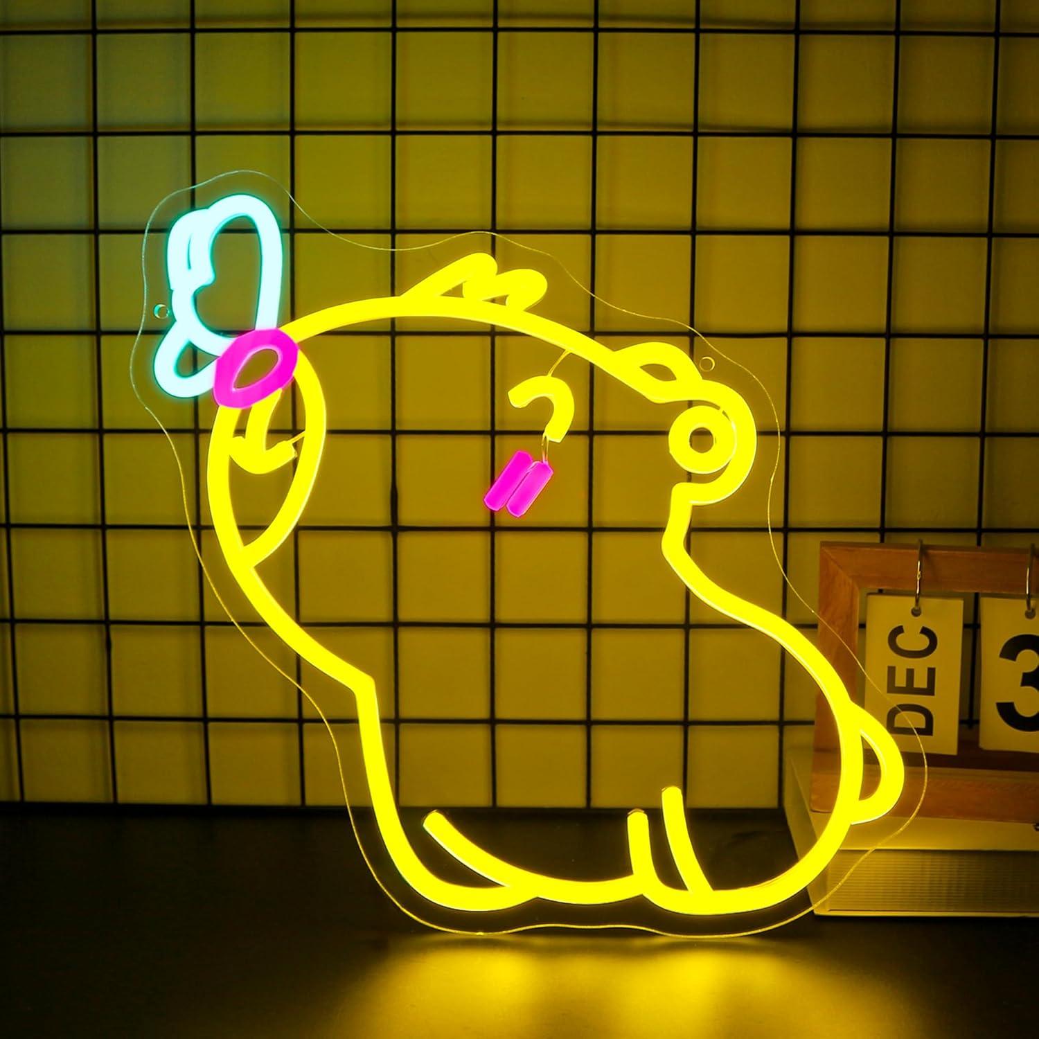 Gaming Accessories Shop - Neonowy znak Capybara, ściemnialne światła LED