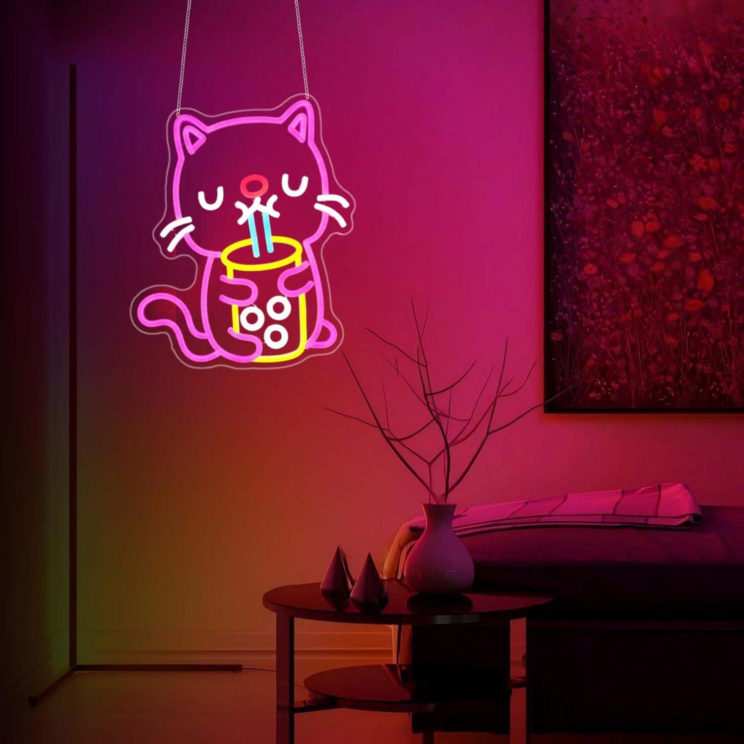 Neonowy znak LED z motywem kot – Gaming Accessories Shop recenzja i cena